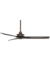 52" Windspun Rustic Farmhouse 3 Blade Indoor Ceiling Fan with Remote Control Oil Rubbed Bronze Matte Black Solid Wood for Living Kitchen House Bedroom