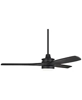 52" Windspun Modern 3 Blade Ceiling Fan with Dimmable Led Light Remote Control Matte Black Solid Wood for Living Room Kitchen House Bedroom Family Din