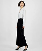 Tahari Asl Women's Mid-Rise Velvet Wide-Leg Pants