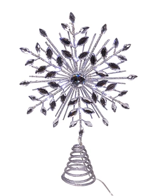 Kurt Adler Silver Glittered Snowflake Tree Topper, 11.75 Inches