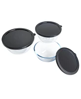 Babish Glass Mixing Bowl Set with Lids, 3-Piece