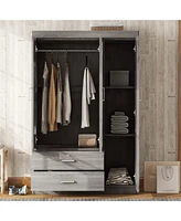 Streamdale Furniture 3-Door Mirror Wardrobe with shelves, Gray