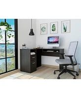 Streamdale Furniture Glendale 2-Drawer 1-Shelf L-Shaped Computer Desk Black Wengue