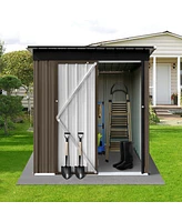 Streamdale Furniture Metal Garden Sheds 5FT×4FT Outdoor Storage Sheds Brown + Black