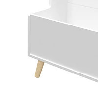 Sturdy Kids Bookshelf w/ Storage Bin & Wall Anchor White 2-Tier