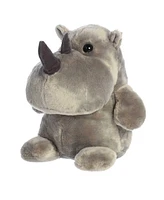 Aurora Medium Happy Rhino Happy Hippo and Friends Whimsical Plush Toy Gray 11"