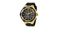 Invicta Men's Aviator Quartz Multifunction Black, Gold Dial Polyurethane Watch