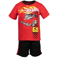 Hot Wheels Toddler Boys T-Shirt and Mesh Shorts Outfit Set to