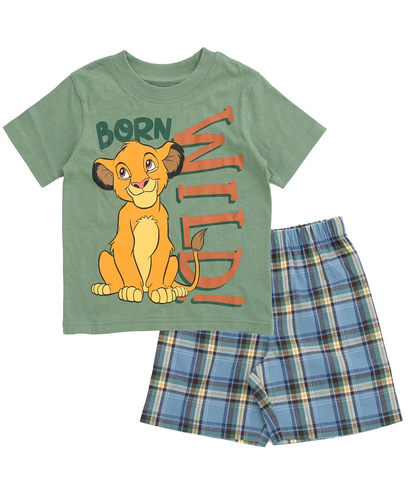 Disney Boys Mickey Mouse Lion King Simba T-Shirt and Shorts Outfit Set to