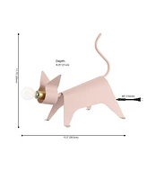 Jonathan Y Penelope 11.75" Modern Industrial Iron Feline Led Kids' Lamp, Pink