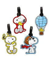 Peanuts Snoopy and Woodstock Luggage Tag, Pvc Travel Tags Gifts - Set of 4