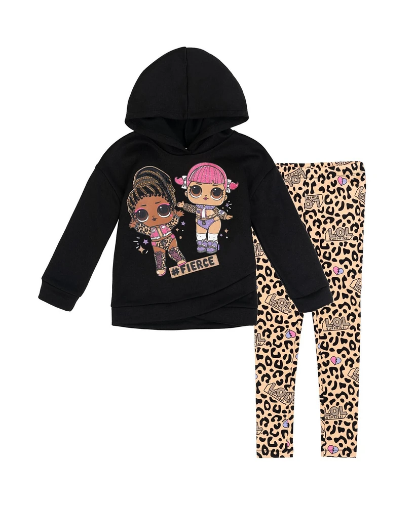 L.o.l. Surprise! Little Girls Roller Sk8er Daring Diva Pullover Fleece Hoodie and Leggings Outfit Set to