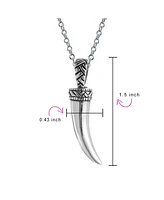 Bling Jewelry Protection Tooth Amulet Italian Horn Pendant Necklace For Women Oxidized Sterling Silver With Chain