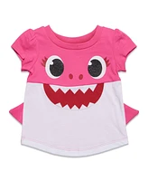 Pinkfong Baby Girls Baby Shark Mommy Shark T-Shirt and French Terry Shorts Outfit Set Newborn to