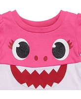 Pinkfong Baby Girls Baby Shark Mommy Shark T-Shirt and French Terry Shorts Outfit Set Newborn to