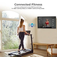 Sunny Health & Fitness Interactive Slim Folding Treadmill with 12-Level Auto Incline, Advanced Brushless Motor & Free SunnyFit App via Bluetooth  