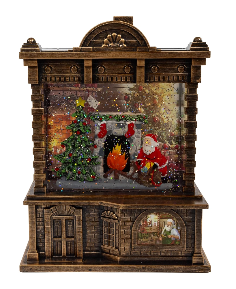 Kurt Adler Battery Operated Lighted Santa Fireplace Water Lantern House, 5.84 Inches