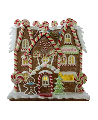 Kurt Adler Battery Operated Led Lighted Gingerbread Lollipop Shop, 8.46 Inches