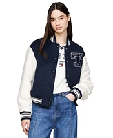 Tommy Jeans Women's Snap-Front Letterman Jacket