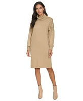 Calvin Klein Women's Embellished Long-Sleeve Sweater Dress