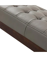 Hulala Home Felisa Mid-century Modern 55.5" Wide Genuine Leather Bench