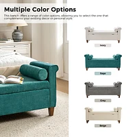 Amelia Traditional 54" Wide Storage Bench with Two Round Pillows