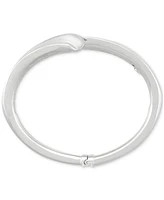 Italian Silver Flared Edge Bypass Bangle Bracelet in Sterling Silver