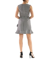 julia jordan Women's Houndstooth Ruffle-Hem Mini Dress