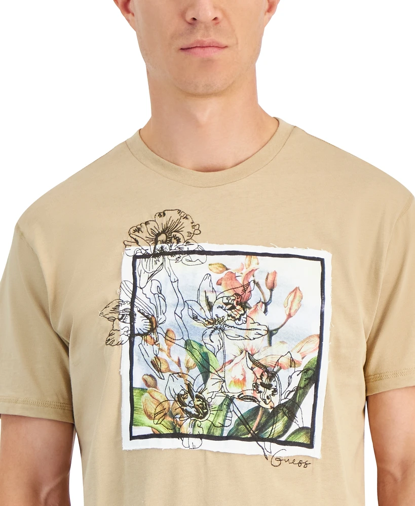 Guess Men's Short Sleeve Crewneck Flower Box Graphic T-Shirt