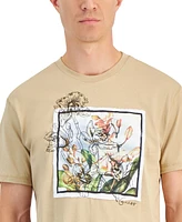 Guess Men's Short Sleeve Crewneck Flower Box Graphic T-Shirt