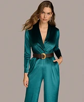 Donna Karan New York Women's Belted Velvet Jumpsuit