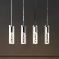 Jonathan Y Mium 29.5" 4-Light Modern Style Iron/Crystal/Glass Integrated Led Linear Pendant, Chrome