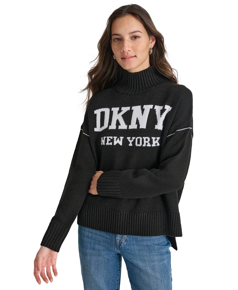 Dkny Jeans Petite Intarsia Logo Sweater