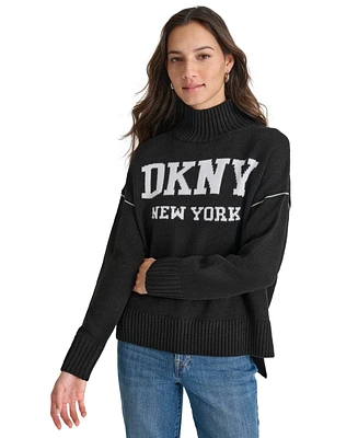 Dkny Jeans Petite Intarsia Logo Sweater