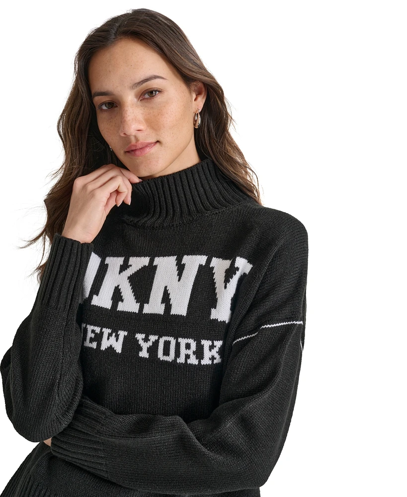 Dkny Jeans Petite Intarsia Logo Sweater