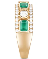 Emerald (3/4 ct. t.w.) & Diamond Band 14k Gold (Also Ruby Sapphire)