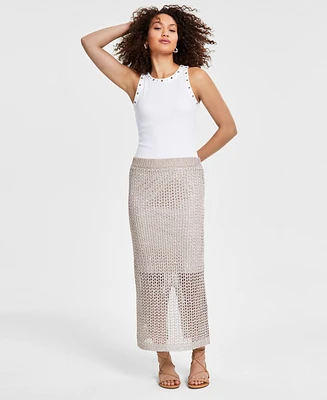 Bar Iii Women's Sparkle-Crochet Pull-On Maxi Skirt, Created for Macy's