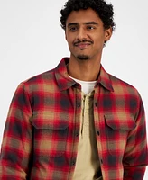 Sun + Stone Men's Benjamin Long Sleeve Snap-Front Plaid Shirt Jacket