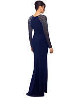 Betsy & Adam Women's Embellished Twist-Front Gown