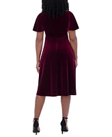 Jessica Howard Petite Velvet Faux-Wrap Midi Dress