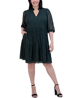 Jessica Howard Plus Balloon-Sleeve A-Line Dress