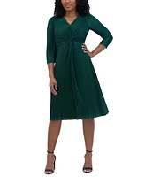 Jessica Howard Petite Twist-Front 3/4-Sleeve Midi Dress