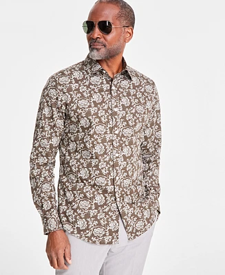 Club Room Men's Floral Tyle Refined Woven Long-Sleeve Button-Down Shirt, Created for Macy's