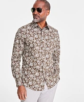 Club Room Men's Floral Tyle Refined Woven Long-Sleeve Button-Down Shirt, Created for Macy's