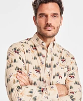 Club Room Men's Wild Forest Print Corduroy Long-Sleeve Button-Down Shirt, Created for Macy's