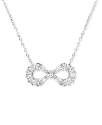 Holiday Lane Cubic Zirconia Infinity Pendant Necklace in Sterling Silver, 16" + 2" extender, Created for Macy's