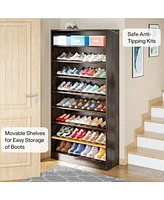 Tribesigns Tall Shoe Cabinet, 9 Tiers, Holds 40-45 Pairs, Heavy-Duty Wood Freestanding Shoe Storage