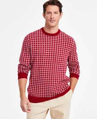 Club Room Men's Clean Check Merino Sweater, Created for Macy's