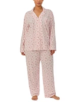 Lauren Ralph Plus 2-Pc. Long-Sleeve Notch-Collar Long Pants Pajama Set