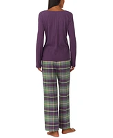 Lauren Ralph Women's 2-Pc. Long-Sleeve Henley Long Pants Pajama Set